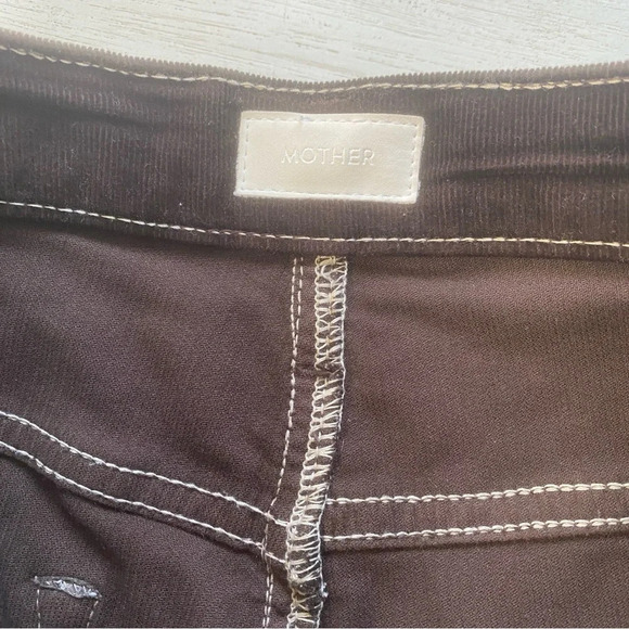 MOTHER Mole Corduroy The Hustler Ankle Fray Brown Retro Flare Crop Pant 28 - Picture 10 of 12